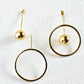 18k Gold Plated Circle Drop Sphere Hoop Earrings