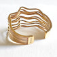 Brass Layered Waves Ripple Cuff Bangle