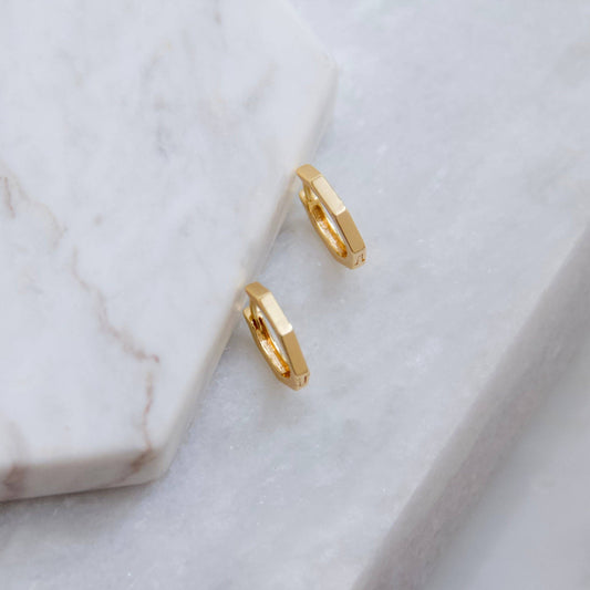 Hexagon Huggie Earrings