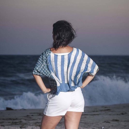Block Print Cotton Silk Crop Top