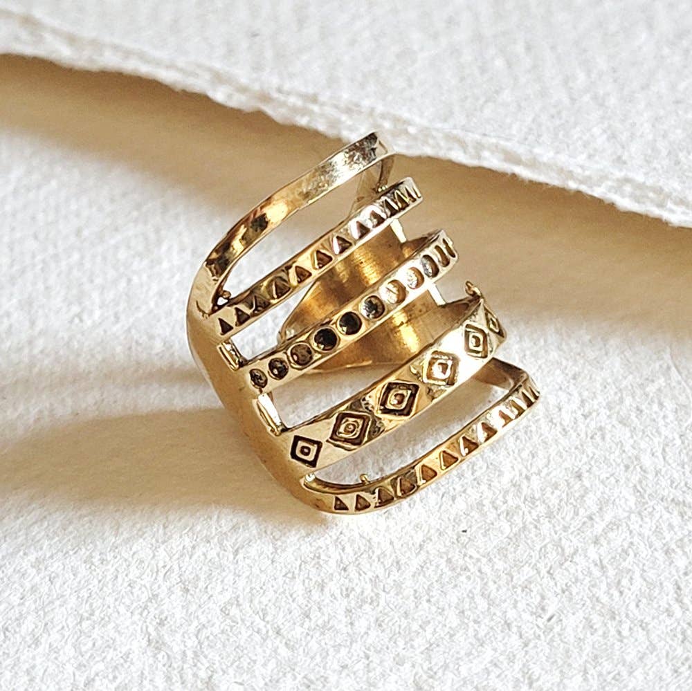 Brass Wrap Layered Ring, Adjustable