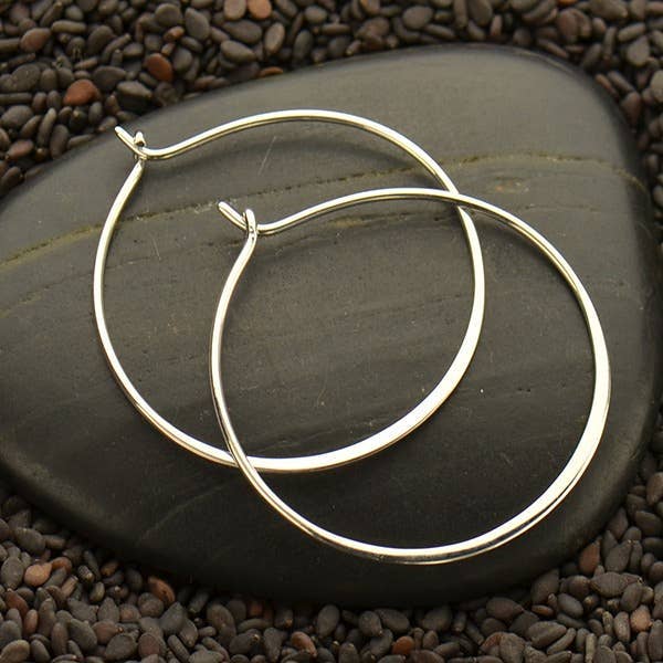 Sterling Silver Hammered Hoops