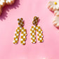 Polymer Clay Checker Gingham Dangle Earrings in Peanut