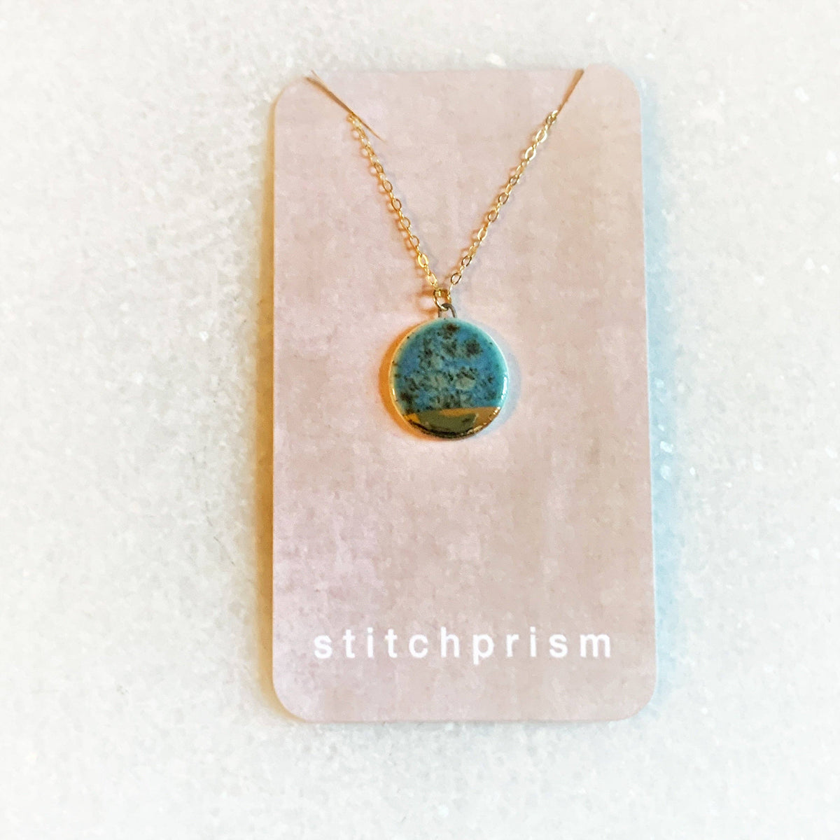 Small Circle Necklace - Teal/Gold