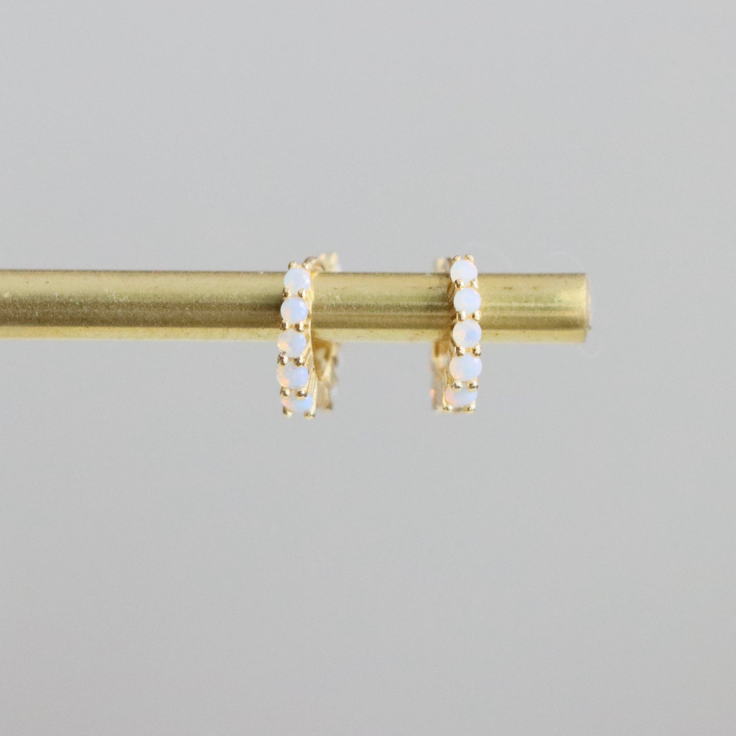 Opal Huggie Hoop Earrings