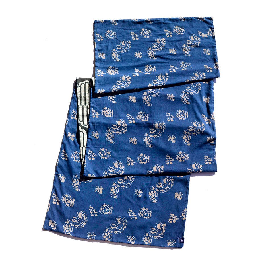 Bufanda unisex de algodón 2 en 1 reversible con estampado de bloques - SAPNA