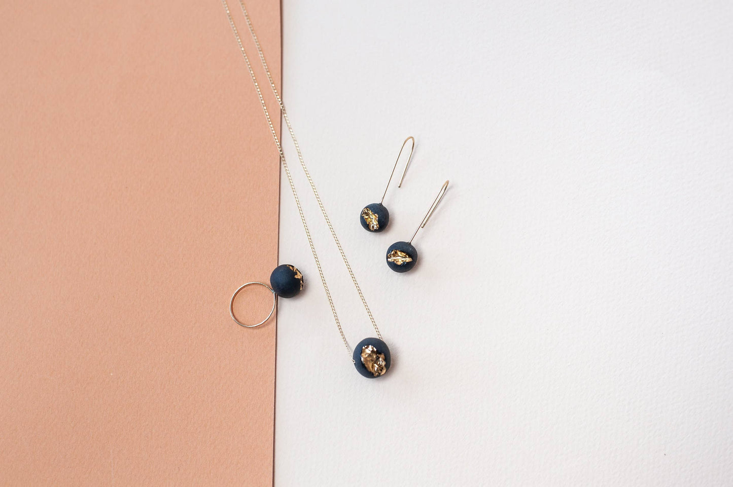 Nova Earrings - Black Porcelain with Real Gold Overglaze