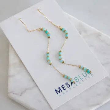 Square Gemstone Threader Earrings