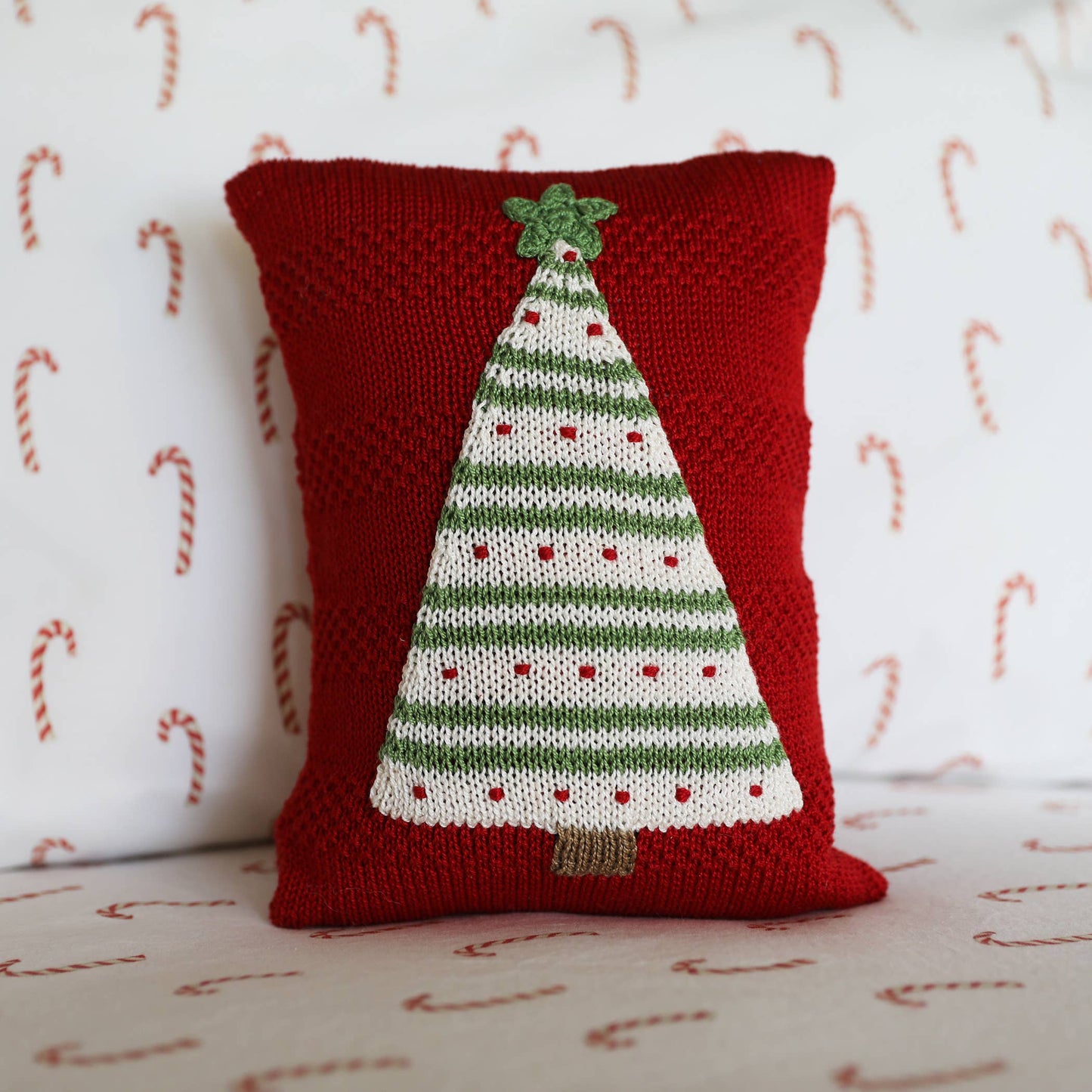 Handmade Striped Tree Mini Christmas Pillow