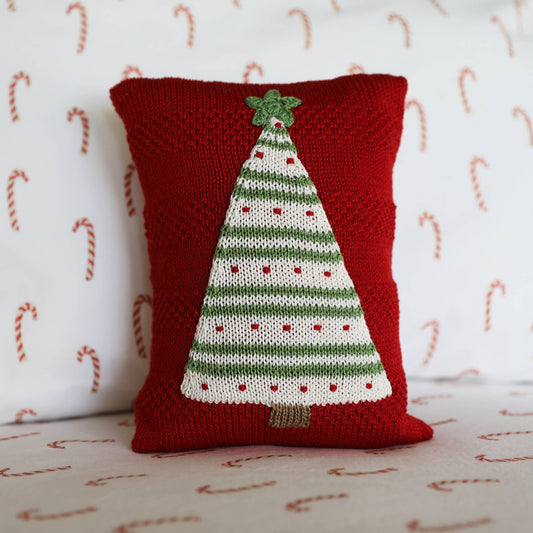 Handmade Striped Tree Mini Christmas Pillow