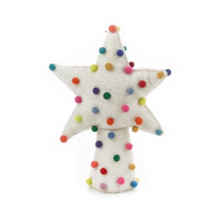 Handmade Felt Pompom Star Christmas Tree Topper Decoration