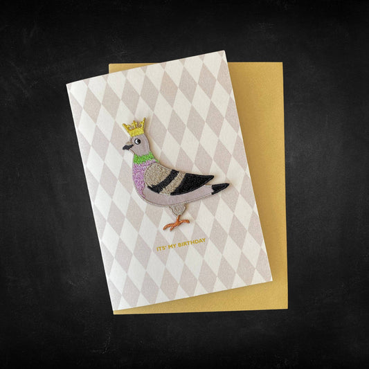 Birthday Card / Pigeon Iron On Patch