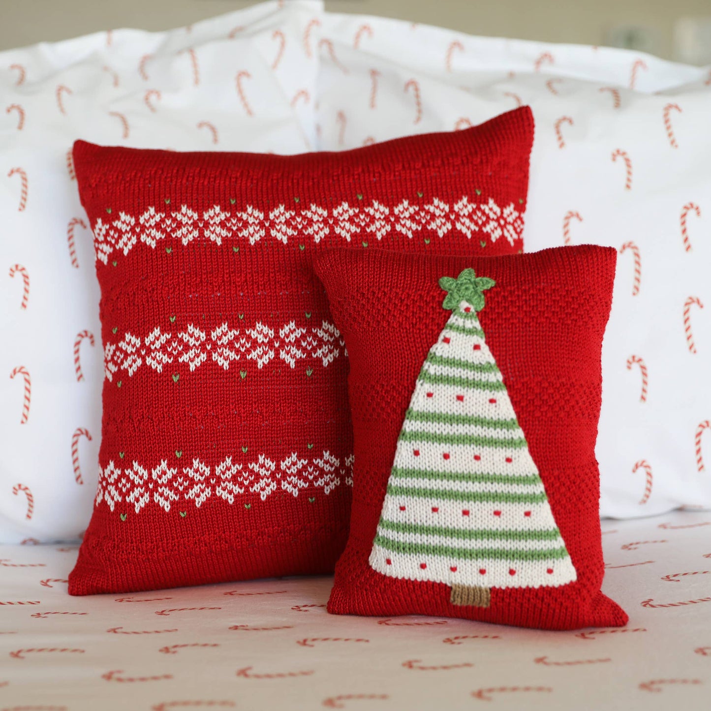 Handmade Striped Tree Mini Christmas Pillow