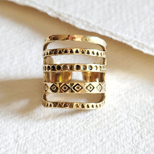 Brass Wrap Layered Ring, Adjustable