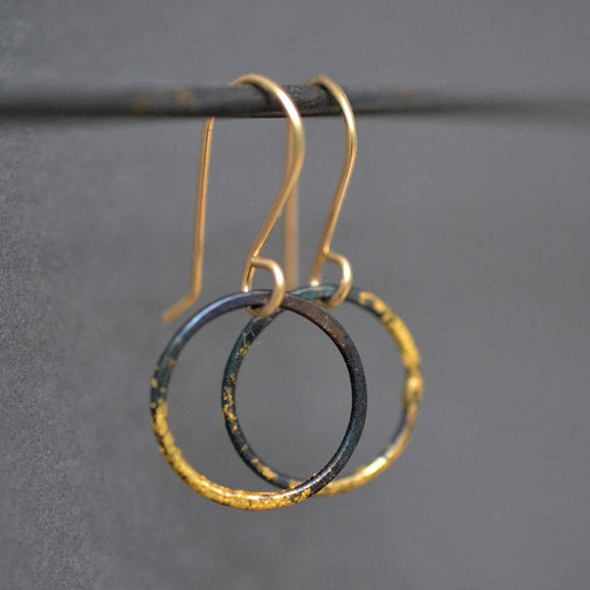 Small Steel and Gold Hoops