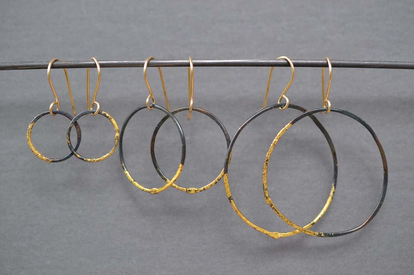 Small Steel and Gold Hoops