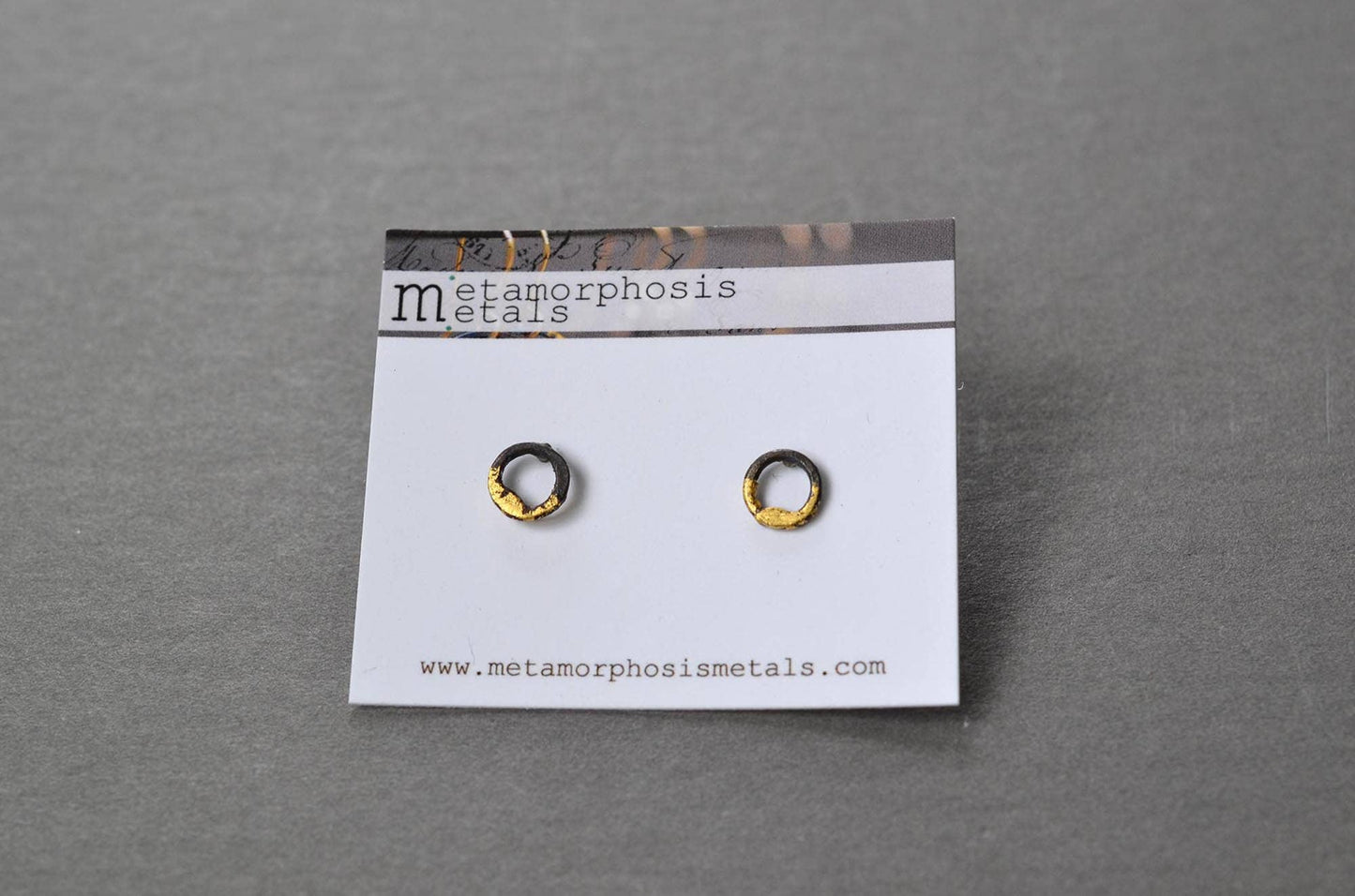 Steel and Gold Tiny Circle Studs