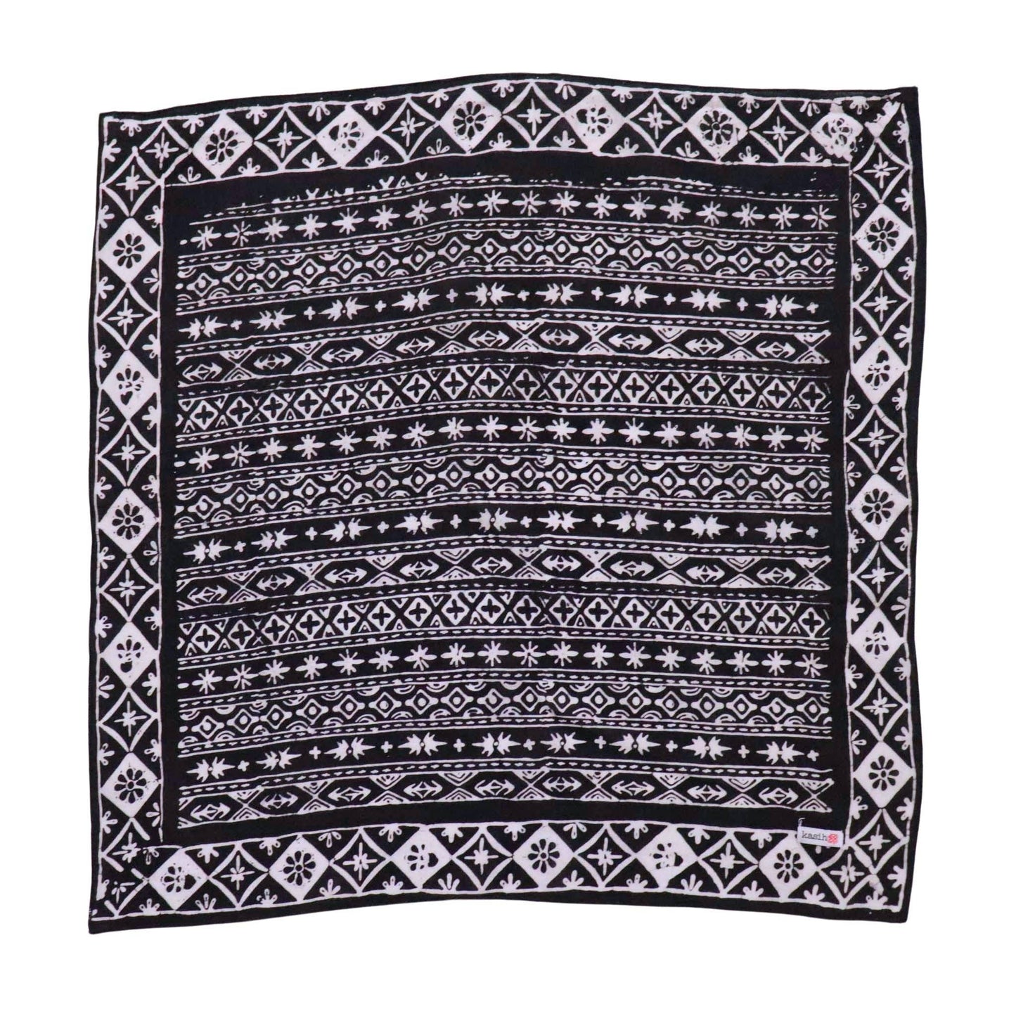 Black White Geometric Batik Bandana