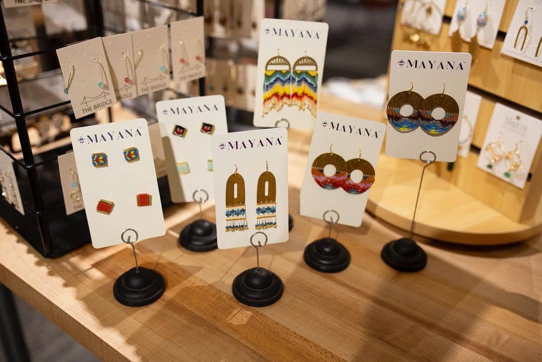 Beaded Handwoven Ginkgo Leaf Stud Earrings