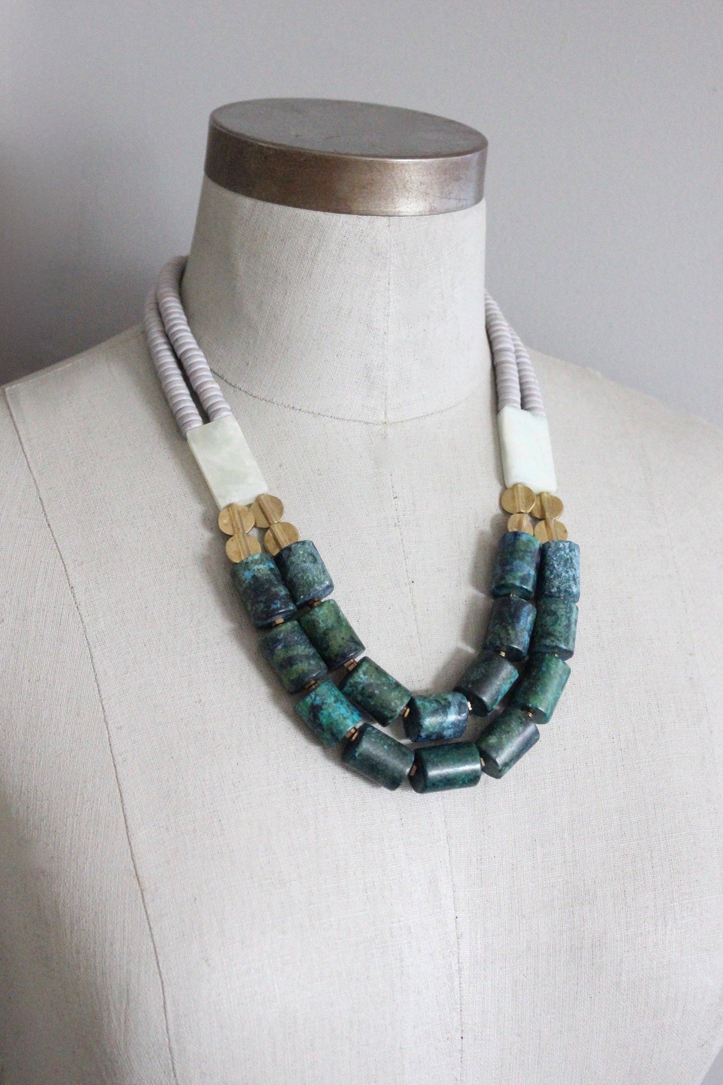 Magnesite, Aventurine & Brass Necklace