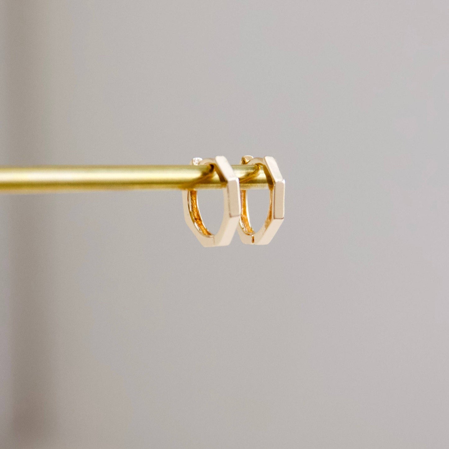 Hexagon Huggie Earrings