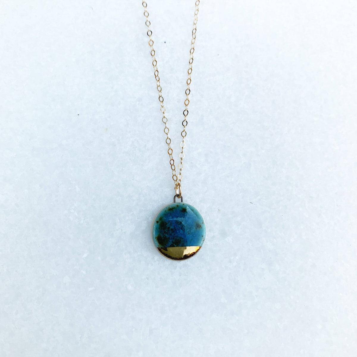 Small Circle Necklace - Teal/Gold