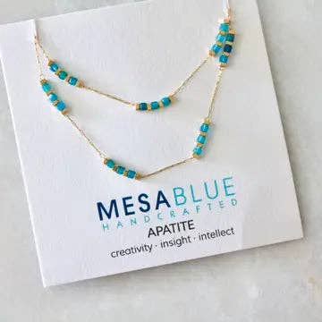 Square Gemstone Beaded Necklace