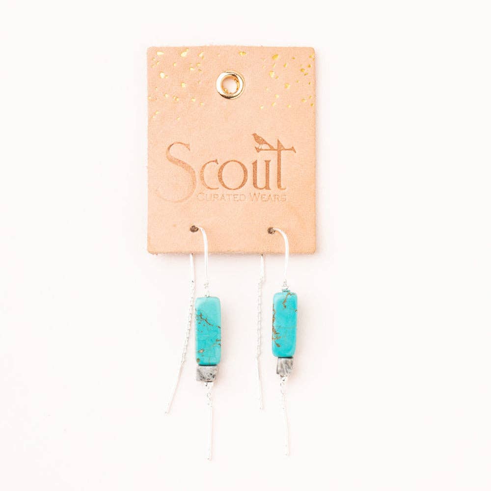 Amazonite/Amber/Gold Rectangle Earring