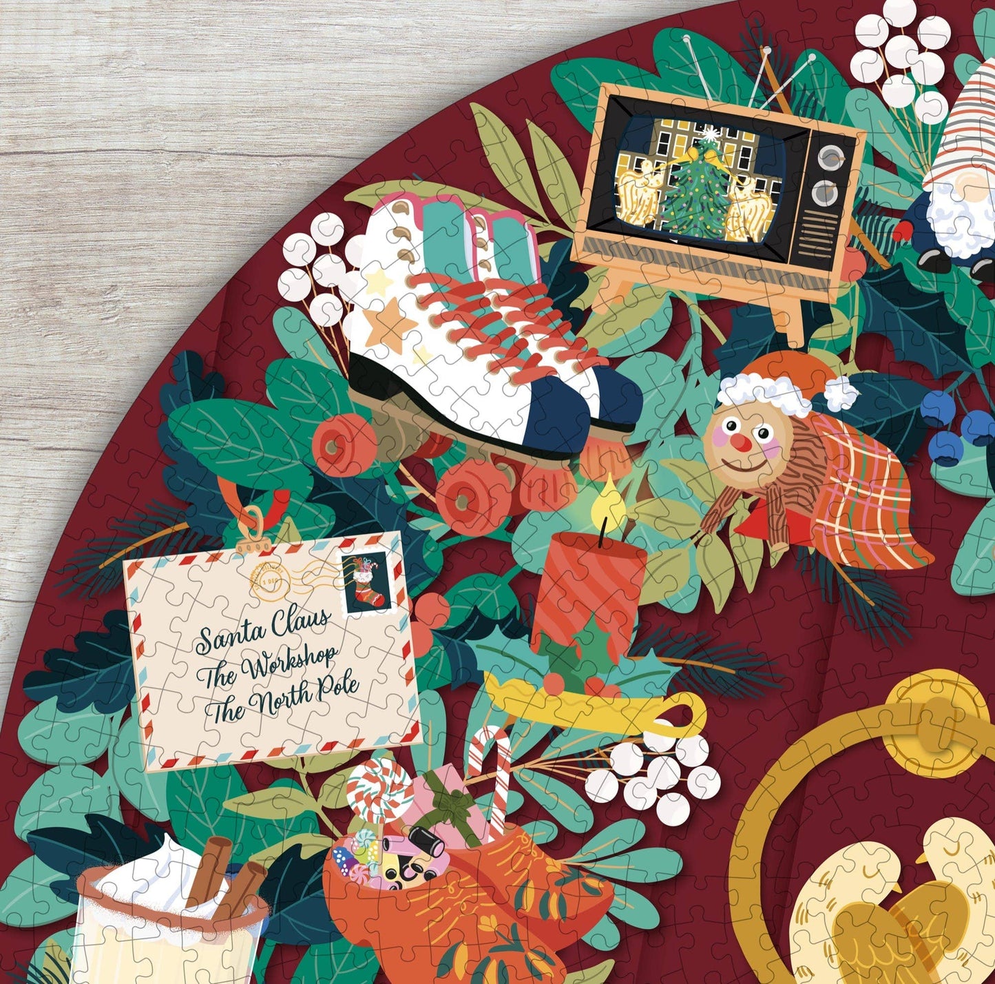 Christmas Countdown 1000-piece Circle Jigsaw Puzzle