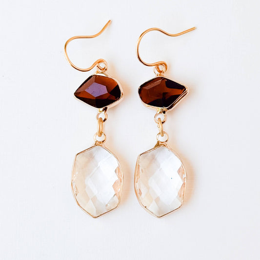 Faceted Glass Drop Earrings