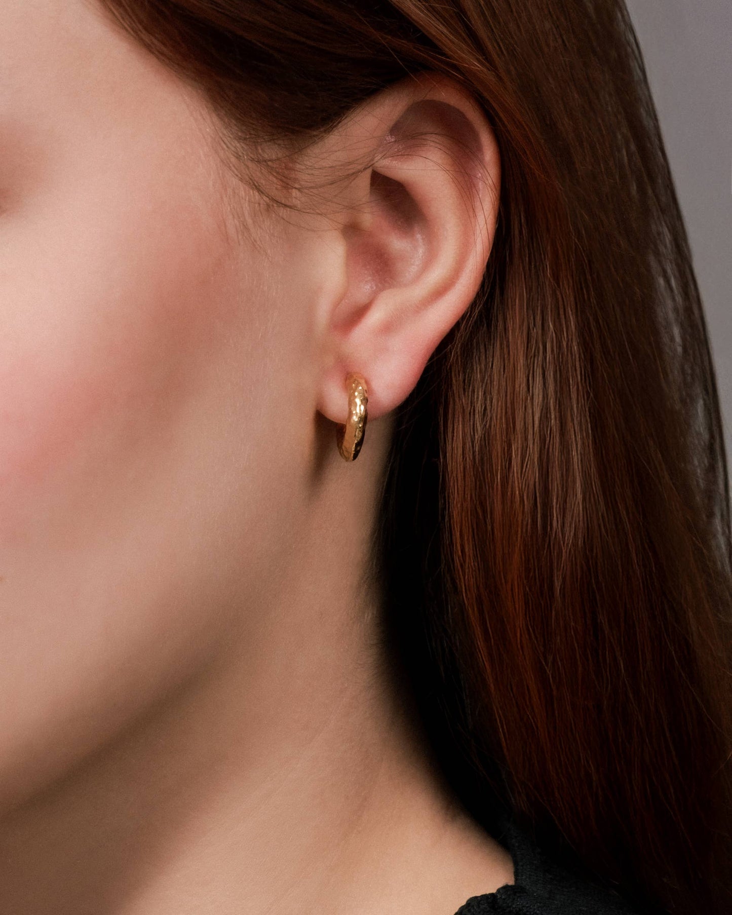 Gold Hammered Mini Hoop Earrings