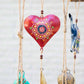 Henna Treasure Heart Bell Wind Chime - Hand Painted Patio