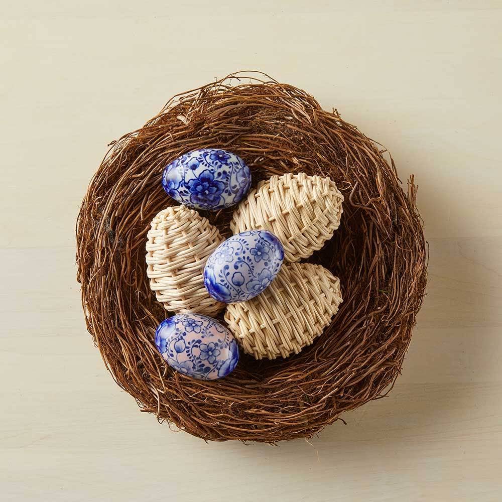 Indigo Bloom Ceramic Easter Eggs