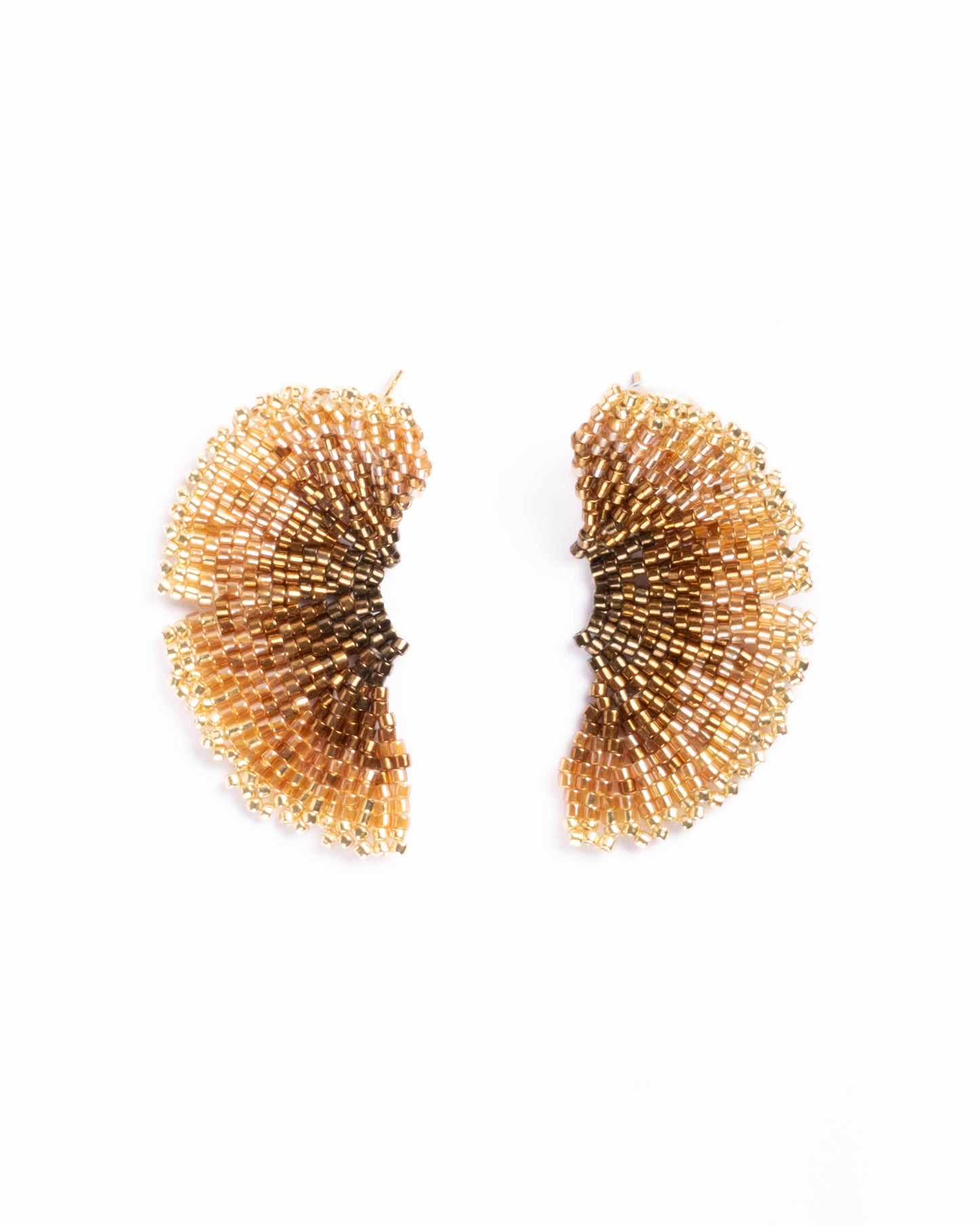 Beaded Handwoven Ginkgo Leaf Stud Earrings