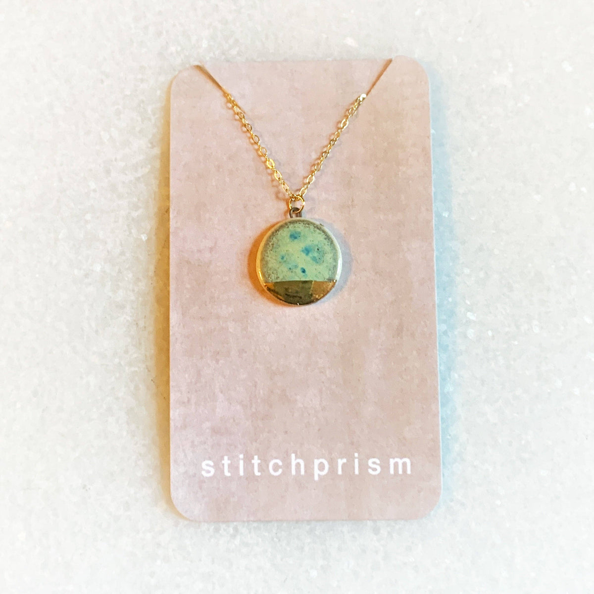 Small Circle Necklace - Green/Gold