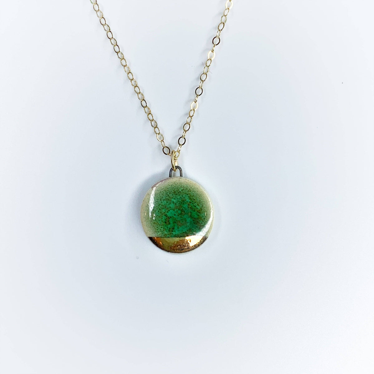 Small Circle Necklace - Green/Gold