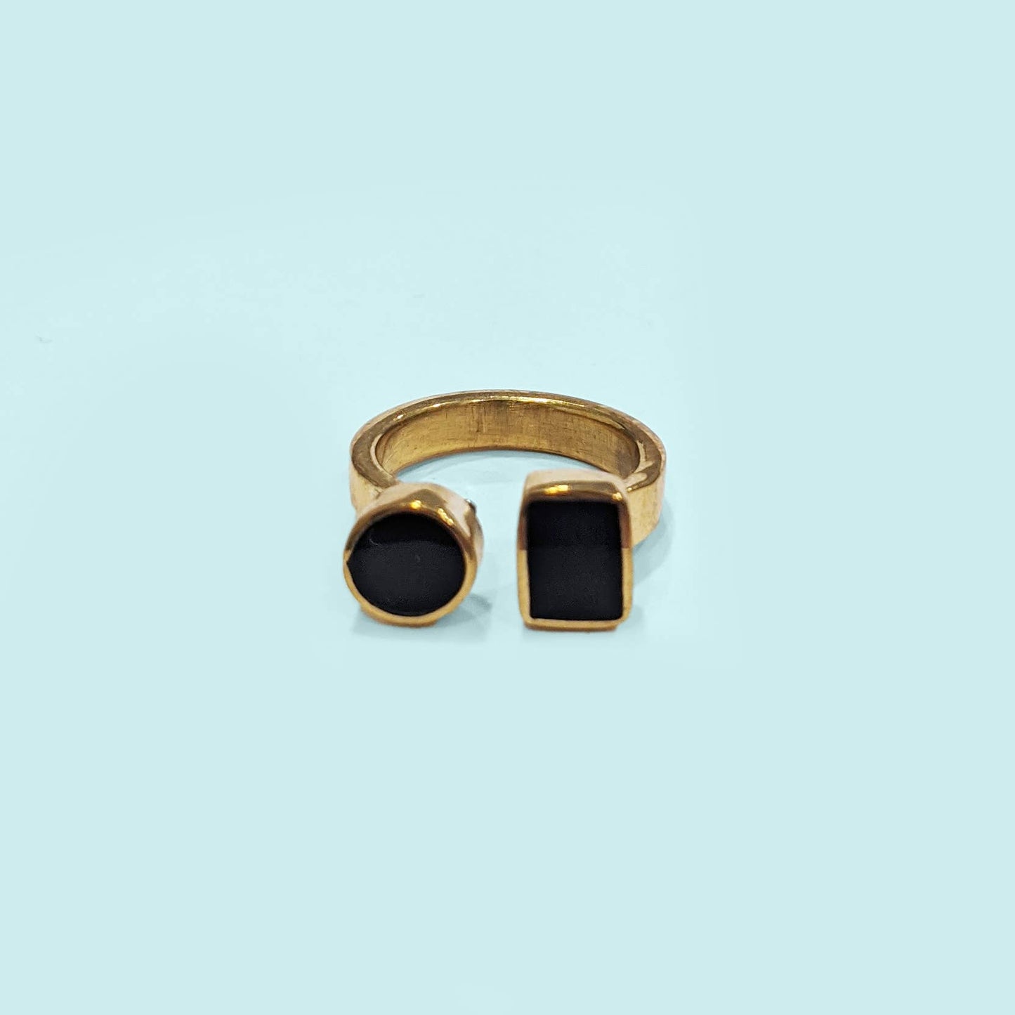 Geo Ring in Black - Recycled Brass