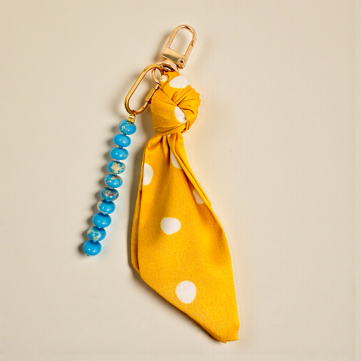 Swiss Dot Silk & Gemstone Bag Charm