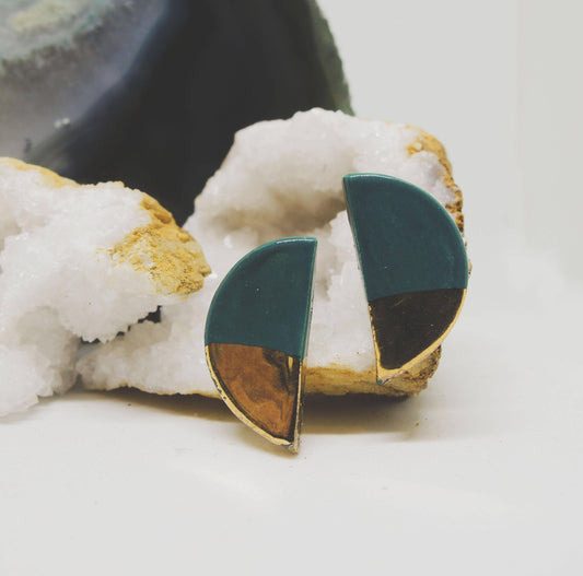 Gold Dipped Half Moon Studs