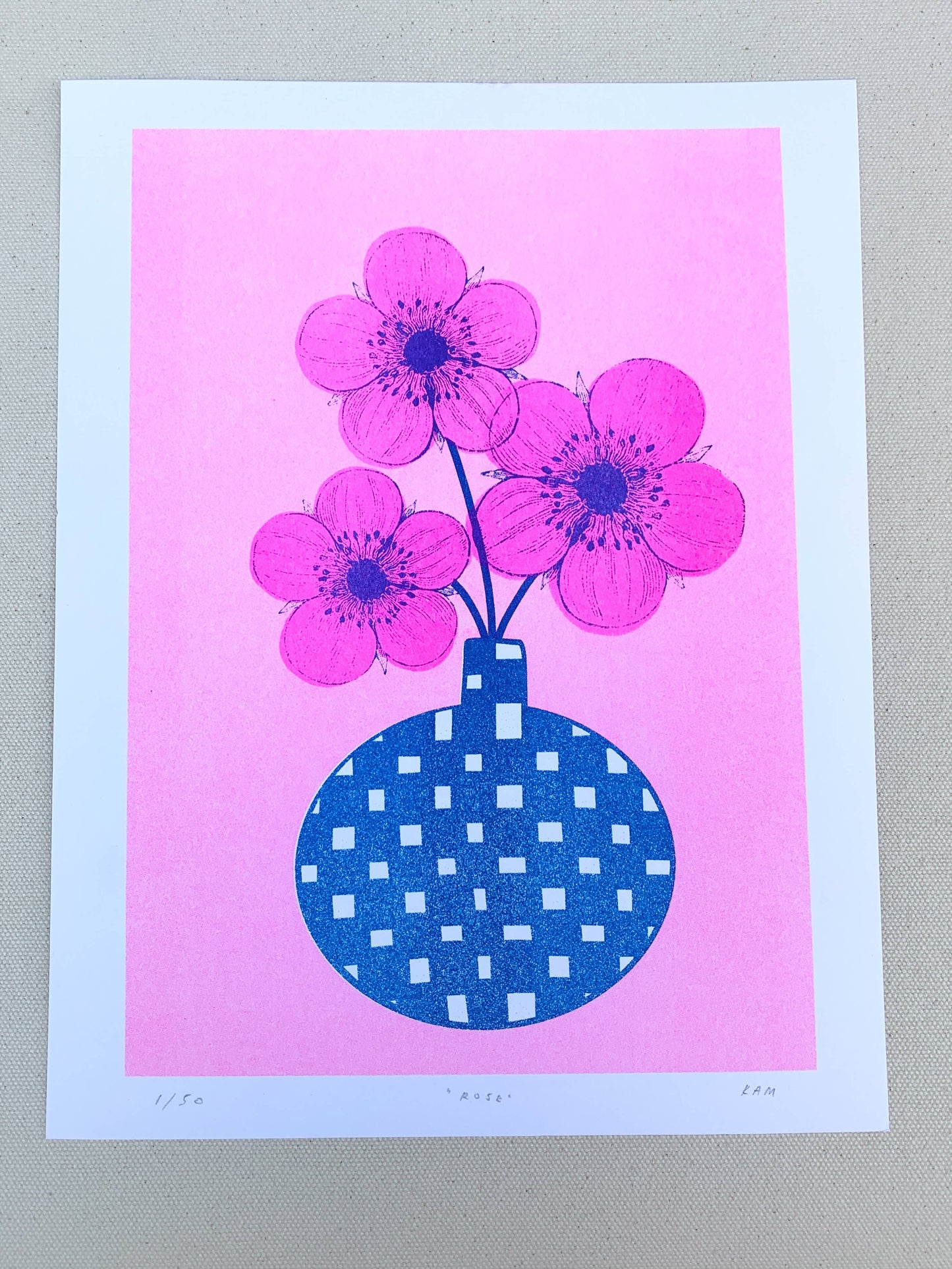 Risograph Print - 8.5x11" Rose