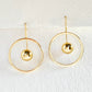 18k Gold Plated Circle Drop Sphere Hoop Earrings