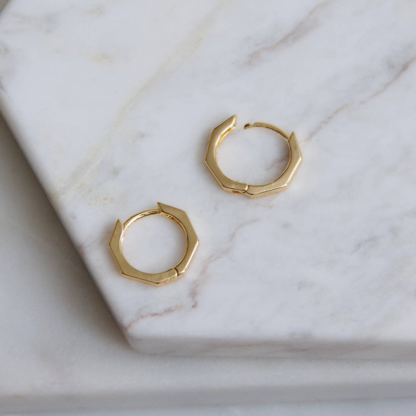 Hexagon Huggie Earrings