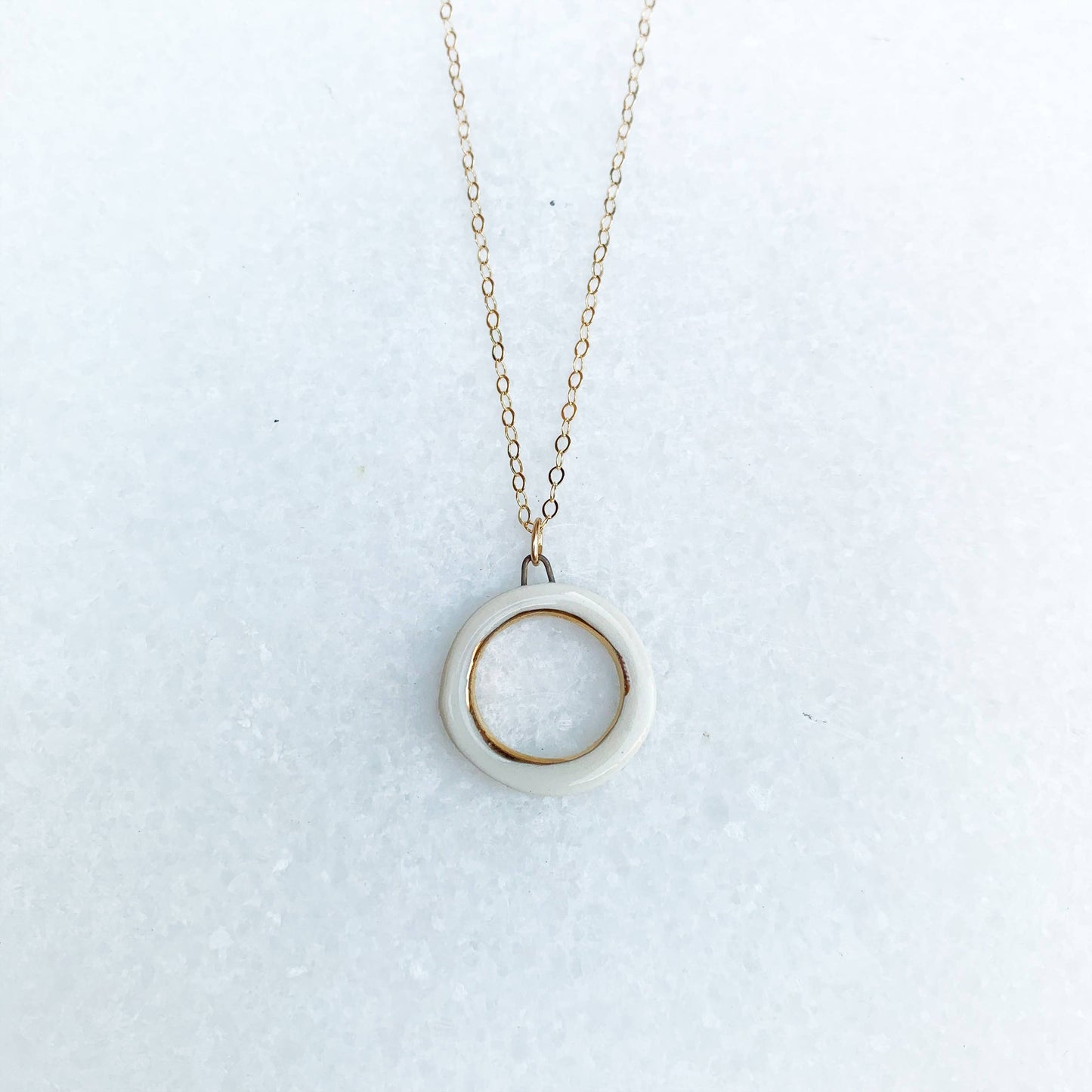 Open Circle - White + Gold