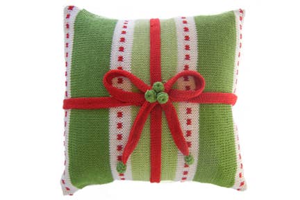 Green Stripe Gift Christmas Pillow