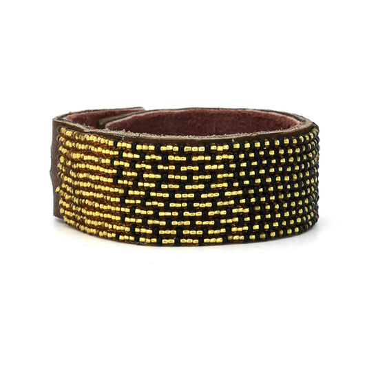 Medium Black and Gold Ombre Leather Cuff