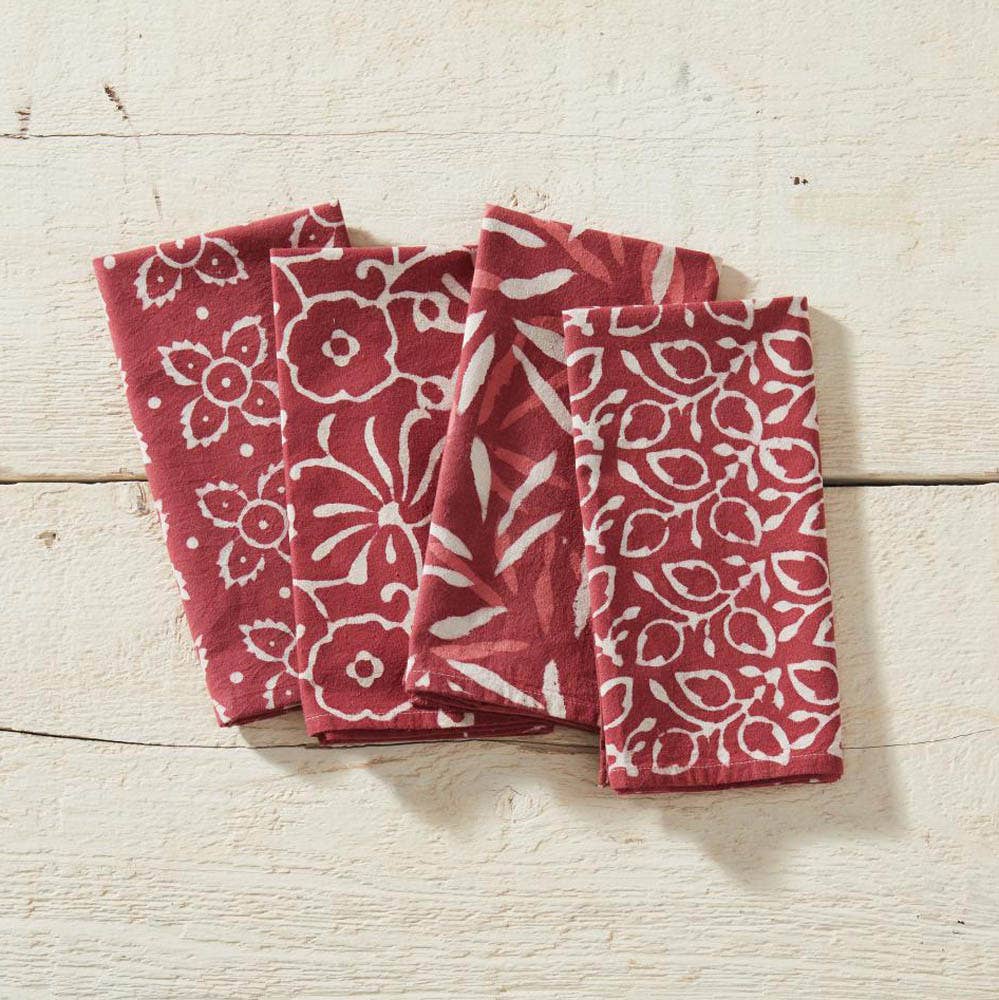 Henna Dabu Block Print Napkins - Set of 4