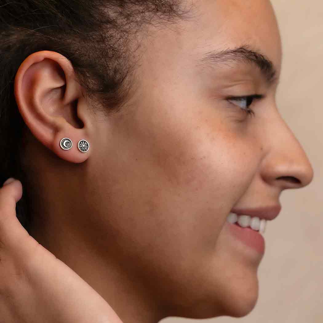 Bronze Raised Sun and Moon Earrings