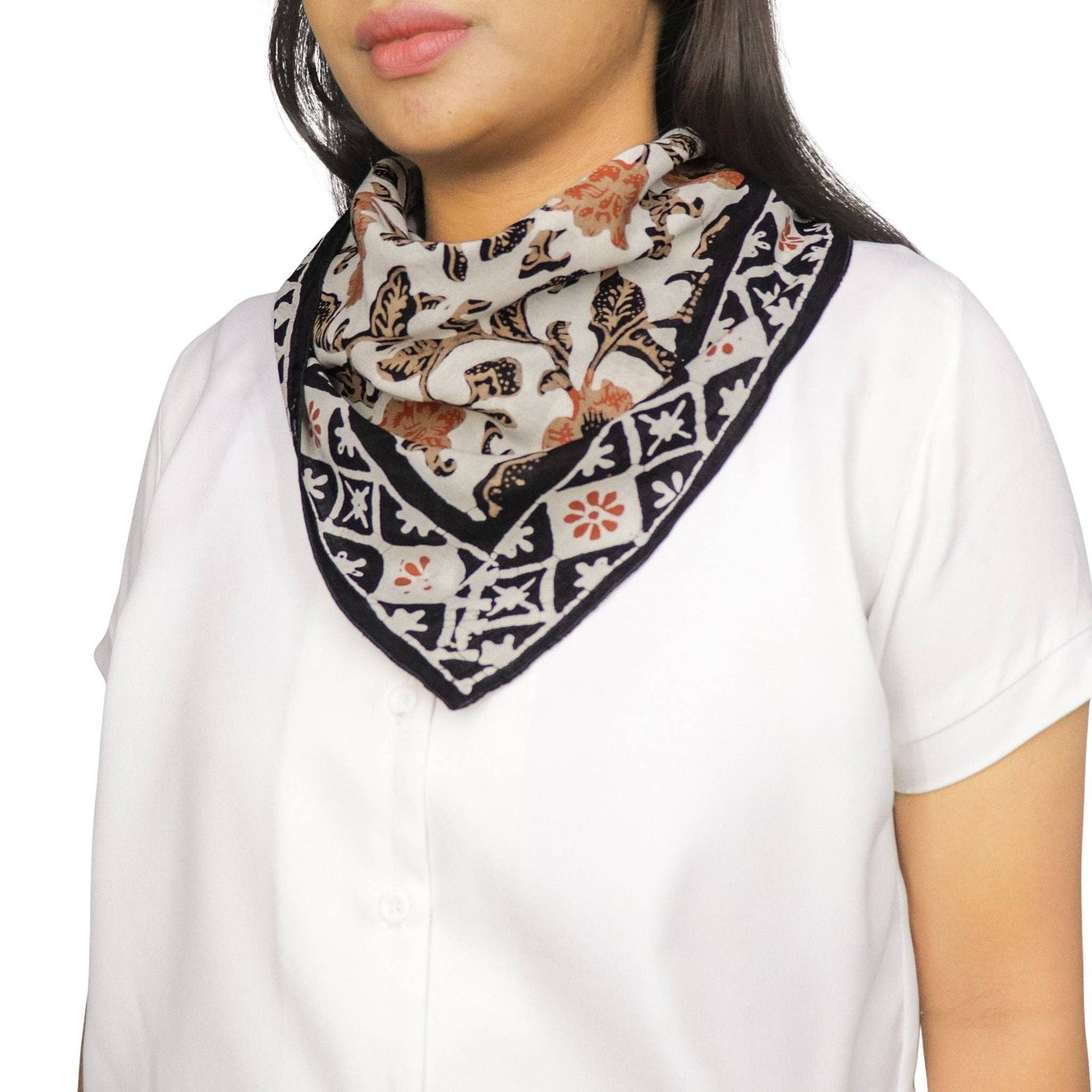 Citrus Noir Peach Orange Black Batik Bandana