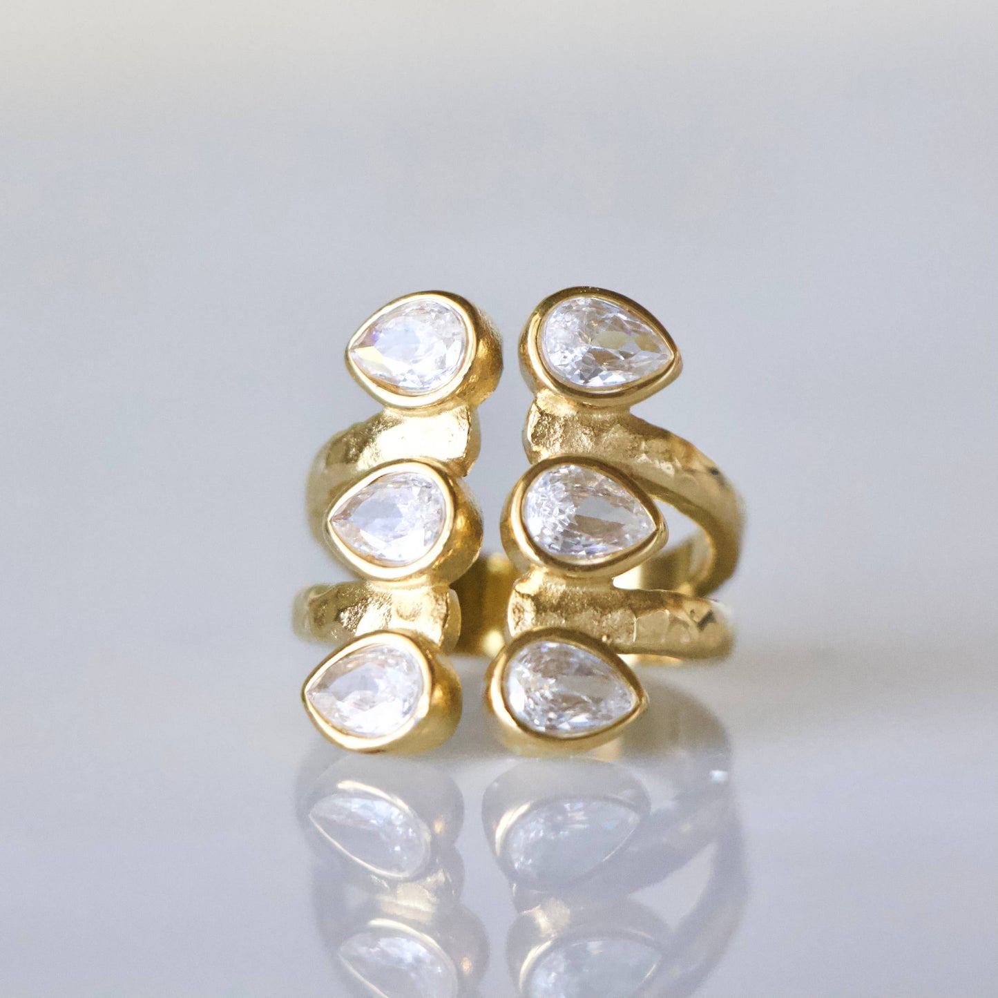 CZ Droplet Cuff Ring  