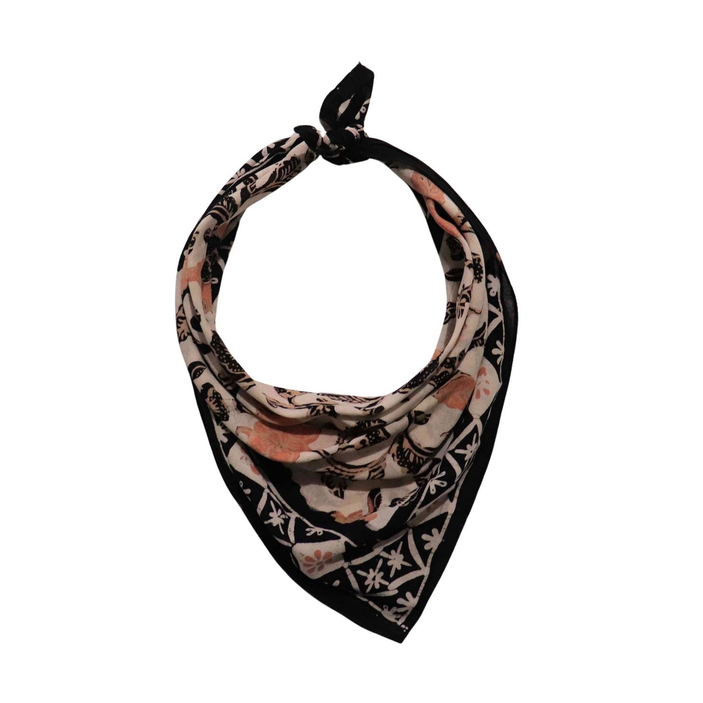 Citrus Noir Peach Orange Black Batik Bandana